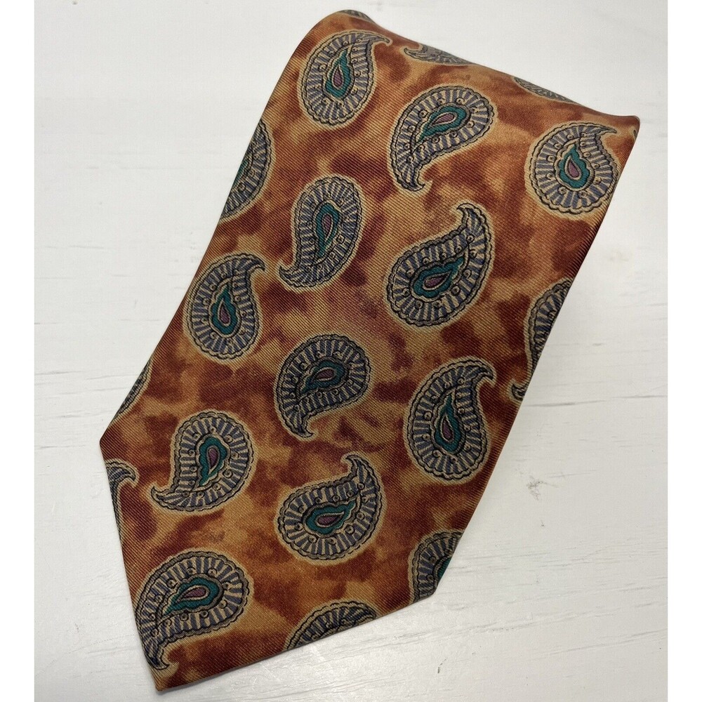 Robert Talbott Men's Silk Tie Paisley Pattern 56 * 3.5  Brown Necktie Copper